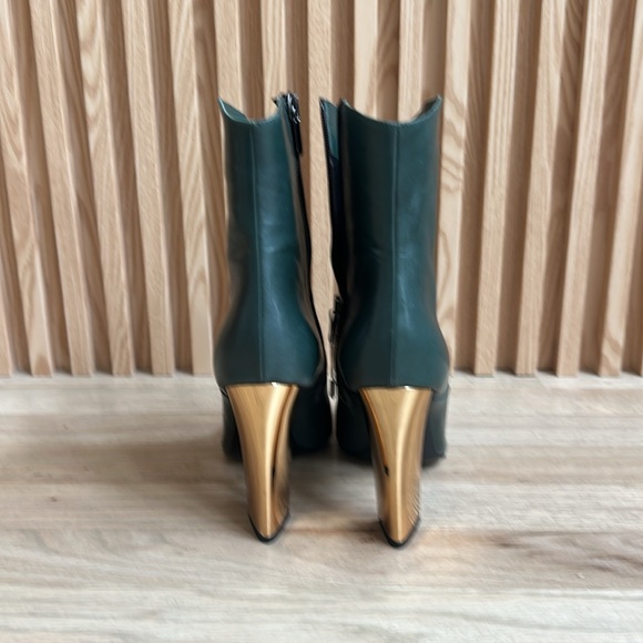 Icone Genuine Leather Green/Gold Ankle Boots size 8US 39EUR - Picture 4 of 9